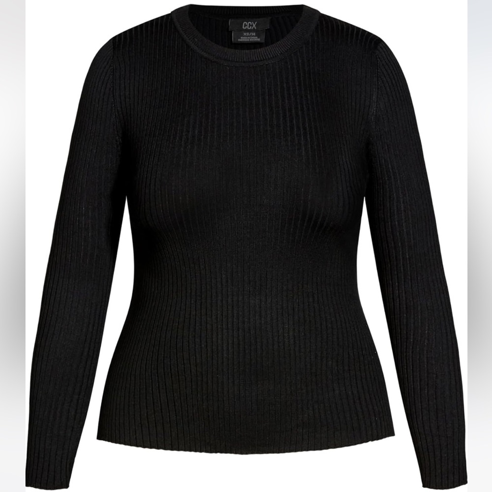 City Chic Long Sleeve Ribbed Crew Neck Jumper